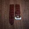 Hornback/Belly Crocodile Strap in Red Brown