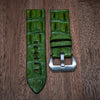 Hornback/Belly Side Crocodile Strap in Green