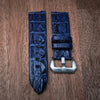 Hornback/Belly Crocodile Strap in Dark Navy